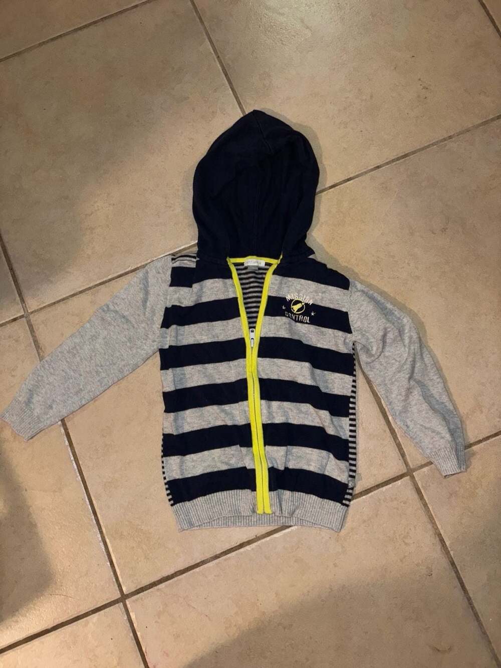 Petit Lem Boys Mission Control Striped Zip-Up Hoodie Size 4/5
